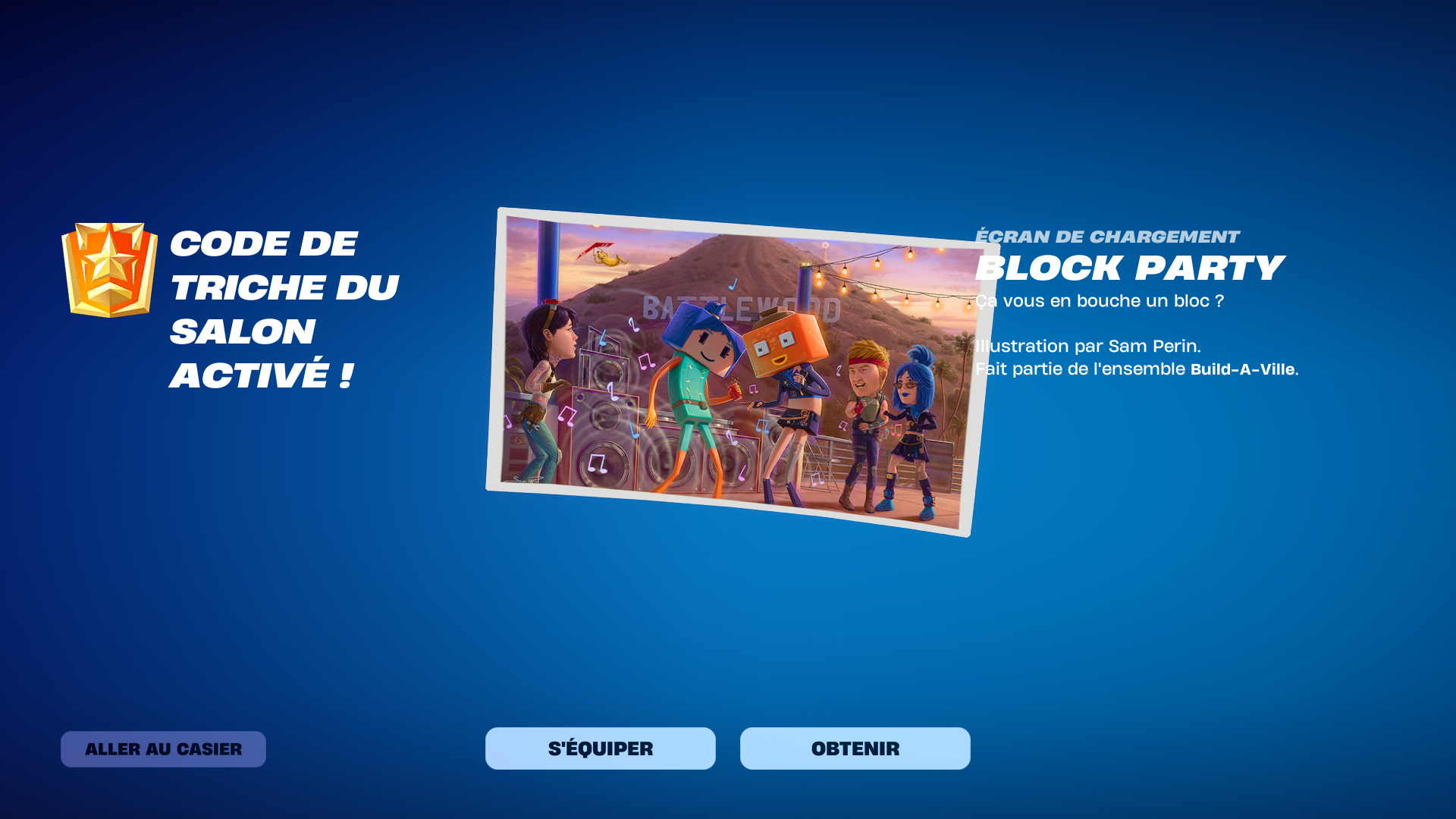 Écran de chargement Block Party — code ReachYourImpossible