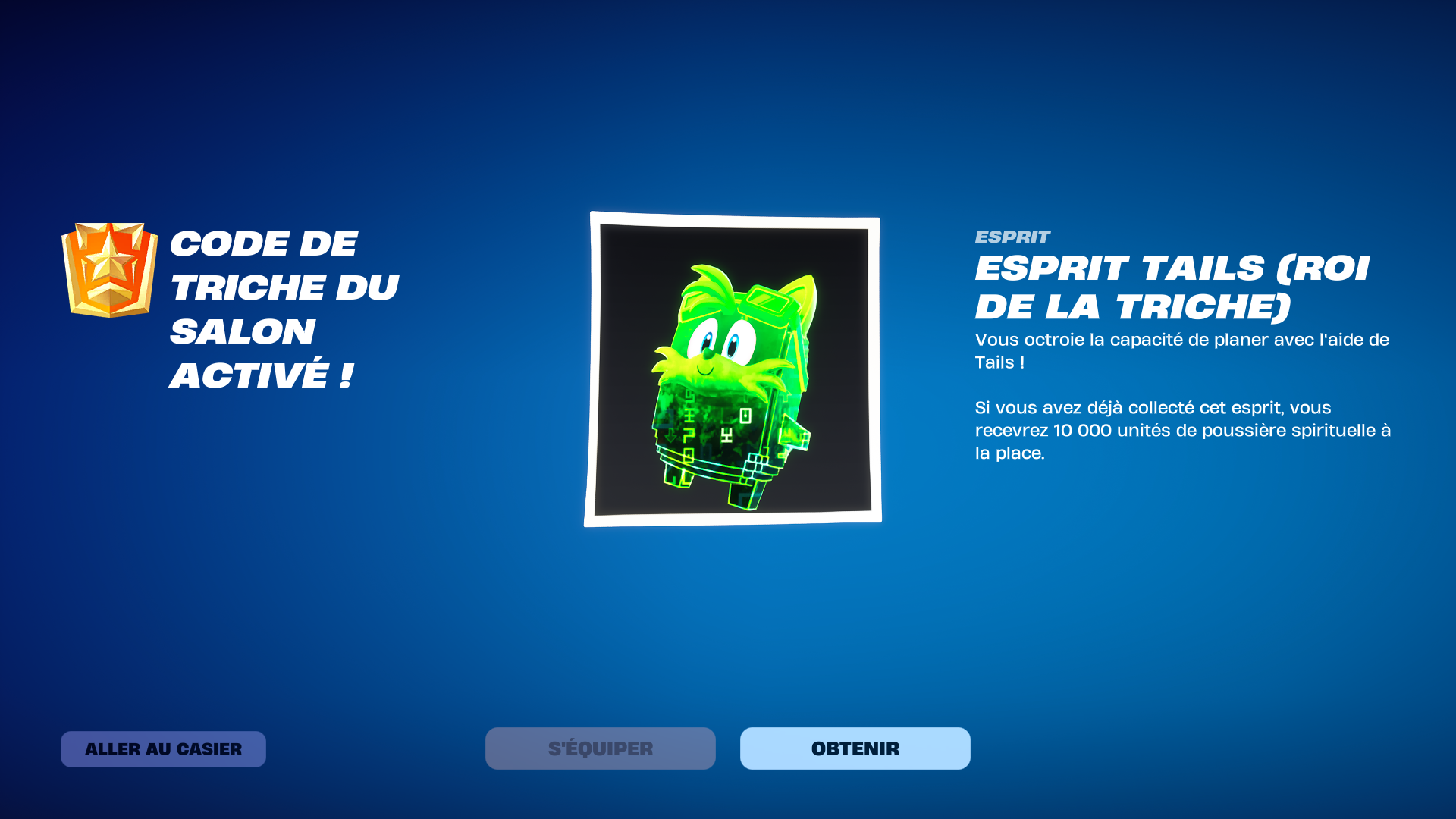 Esprit Tails (Roi de la triche) — code IWannaFlyHigh