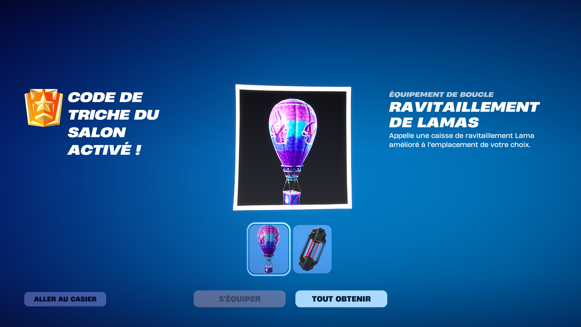 Ravitaillement de lamas — code O2OVERRIDE